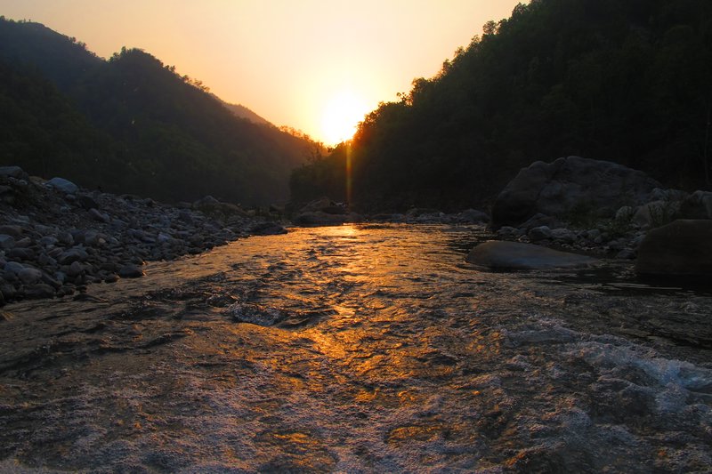 Sunset Over a Tributary of the Ganga