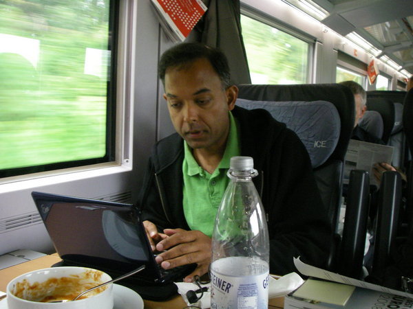 N.. blogging on train