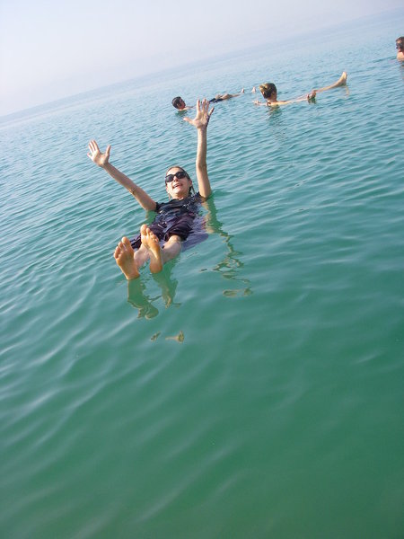 D.. floating on Dead Sea