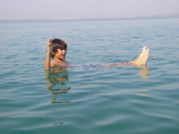 W.. floating on Dead Sea