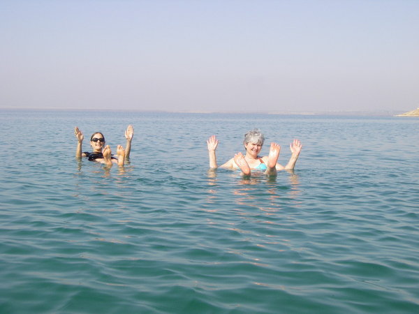 D.. and E.. floating on Dead Sea