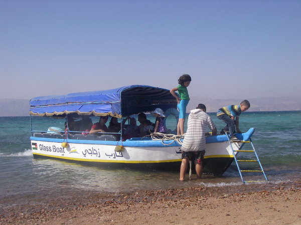 Glass bottom boat at Aqaba Beach