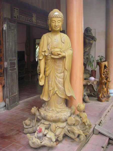 Carved wood Budha