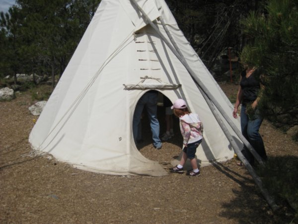 Lelah checking out the teepee