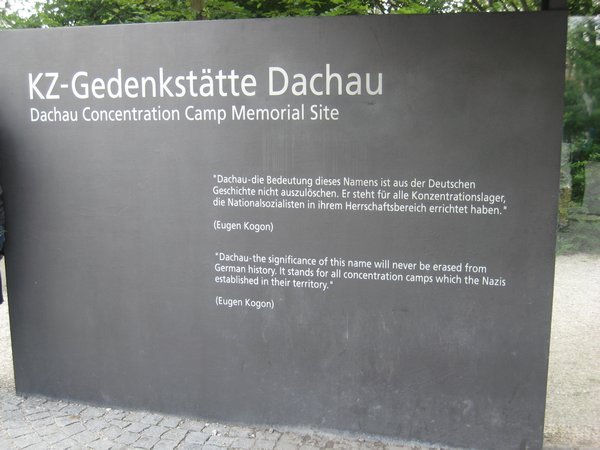 Dachau Memorial sign