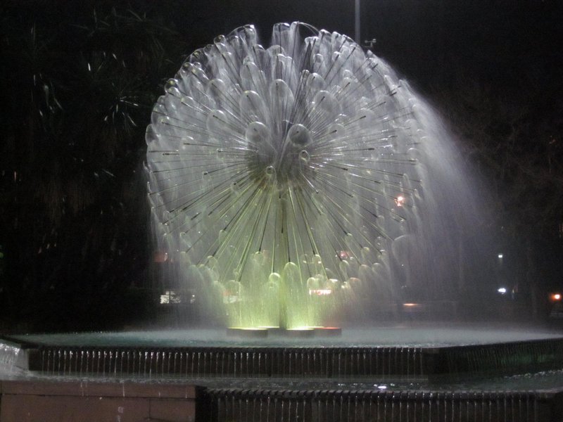 Kings Cross waterfountain at night
