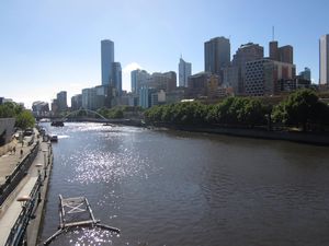 Melbourne from the bridge near Federation Square