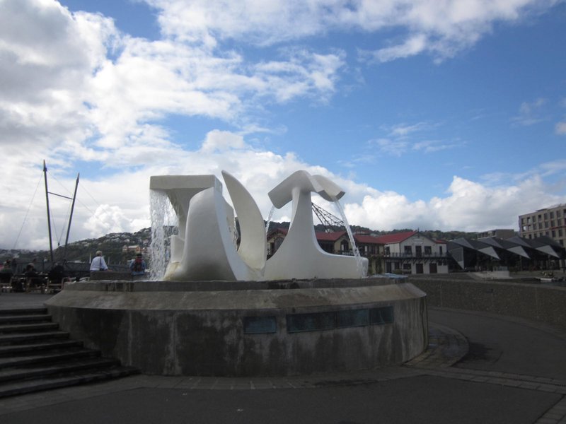 White fountain on the Harbor in Wellington