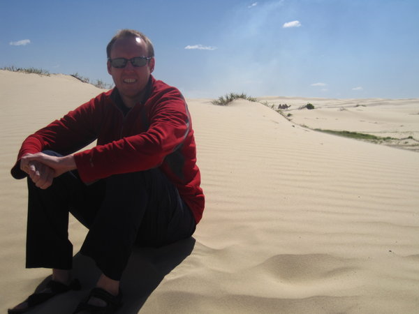 GG on the sand dunes with a fleece on!