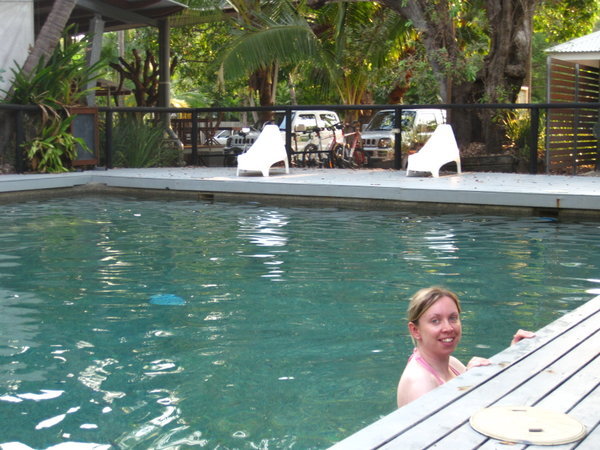 In nice pool at Maggie Hostel