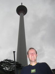 GG by the KL tower. Very cloudy but roasting!