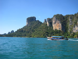 View from the boat on the way to East Railay beach