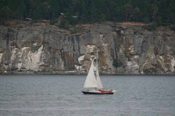 sailboat in front of Gabriola Island