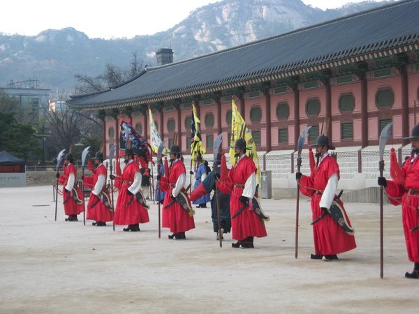 Traditionally dressed palace guards. 