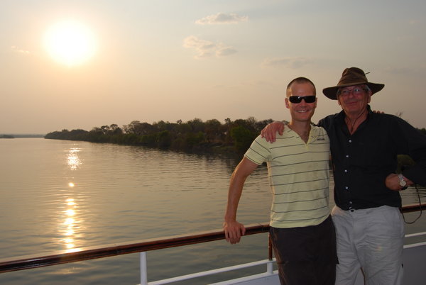 Matt and His dad Ian on the African Queen