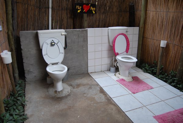 His n' Hers toilets at Ngepi Camp