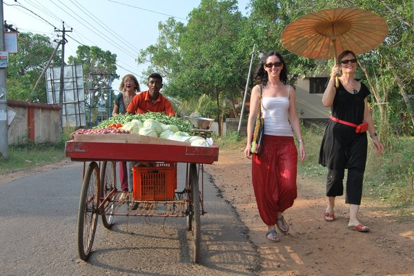 Deb gives me the local tour of Varkala