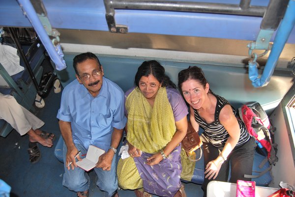 On the train to Kannur with Geeta and Gopa Kumar