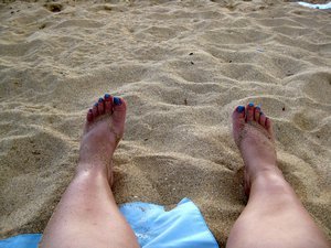 my legs at the beach