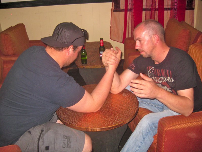 Paddy loves to arm wrestle