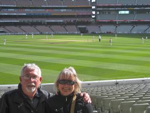 mom and dad at the MCG