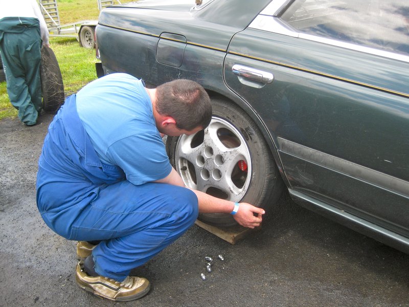Pete changing tires