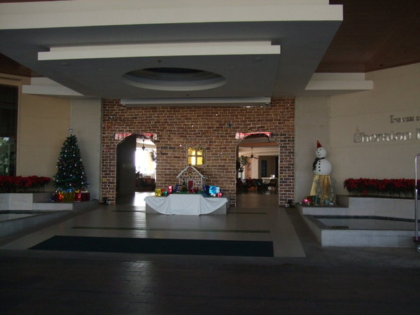 Lobby Decorated for Christmas