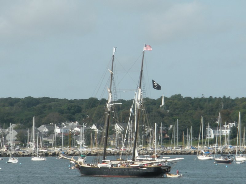 Black Dog Sailboat in the Harbor at Vineyard Haven As We Approach the Dock