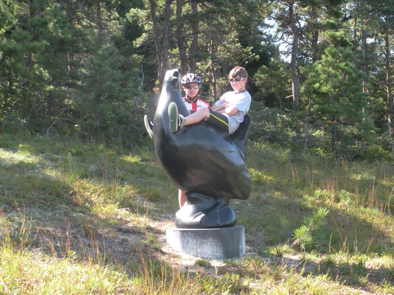 Sean & Drew Sitting on a Hen in the State Forest