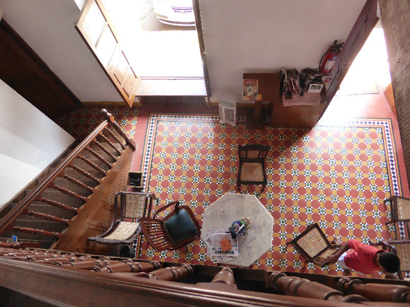 Looking down from the first floor