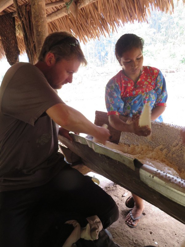 Making yucca bread, Cuyabeno Wildlife Reserve