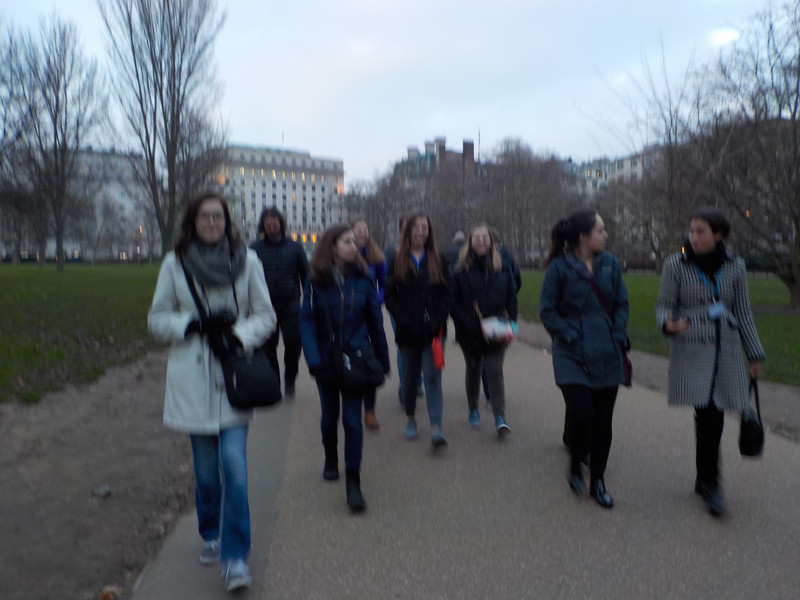 Walking through Green Park with our Tour Guide, Ruth