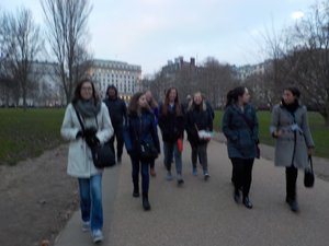 Walking through Green Park with our Tour Guide, Ruth