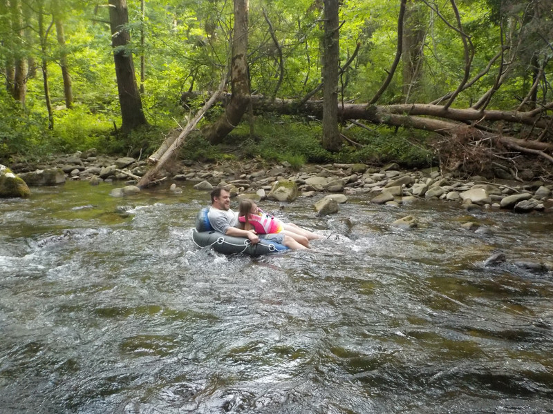 Andrew and Jo, Tubing the Little River at Elkmont