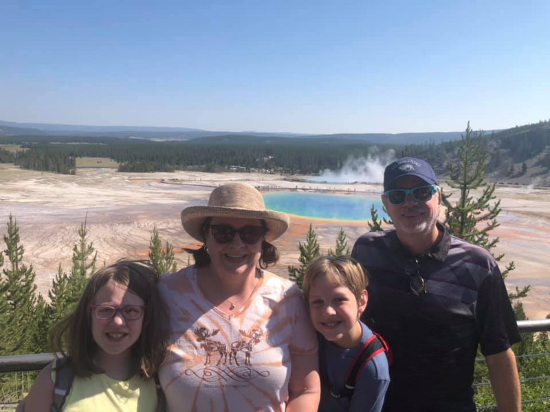 The kids with their grandma and great-uncle at Grand Prismatic