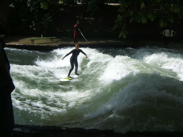 Surfers in the River