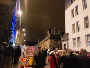 The queue for the festival at the castle for St Andrew's Day