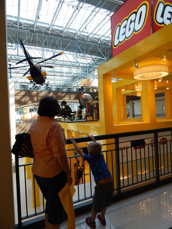 Checking out the LEGO displays around the LEGO store