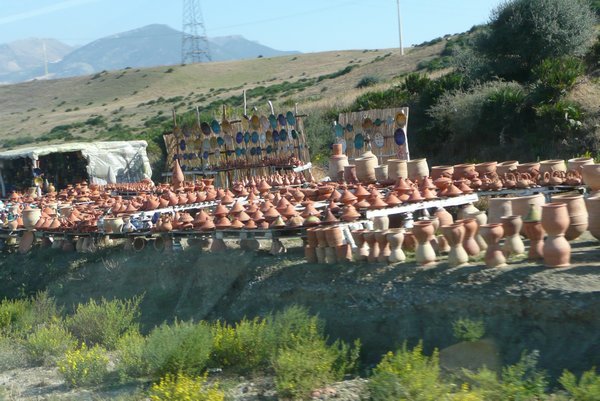 Lots of pottery stalls on our drive into the mountains