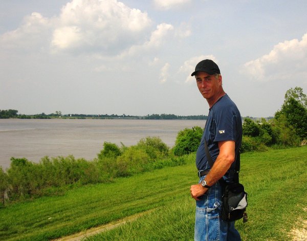 Dan surveys the Mighty Miss from the banks of a levee build in the 1920s