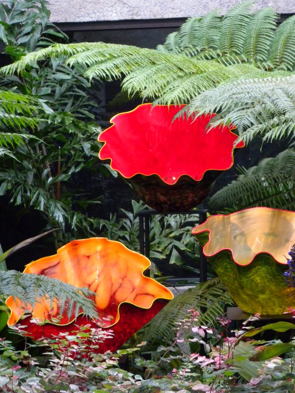 blown glass among ferns