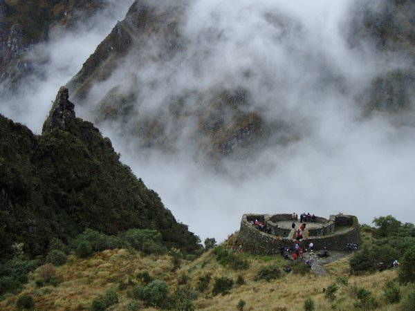 inca ruins in the fog