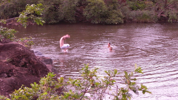Me jumping into the river...eek!