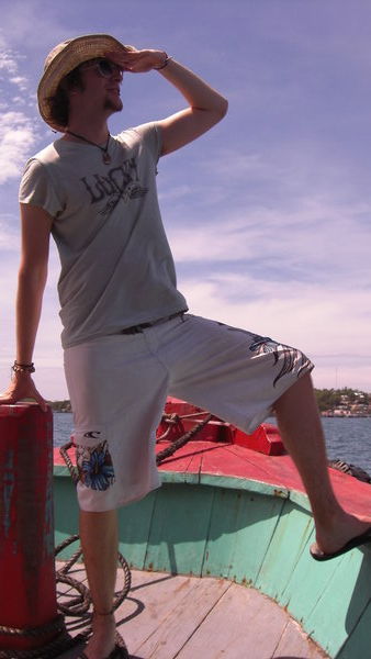 Alex on a boat