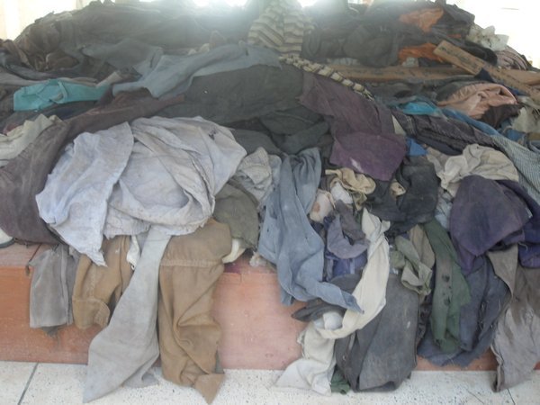Victims disgarded clothes at the Killing Fields