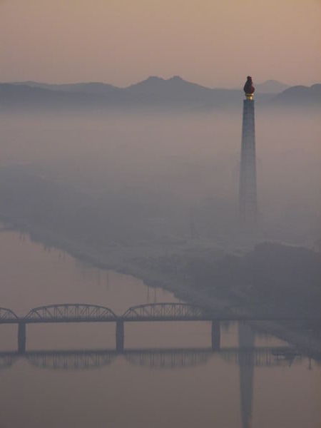 Juche Tower in the mist