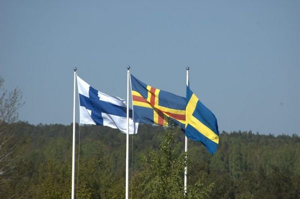 Finland Aland Sweden Flags Photo