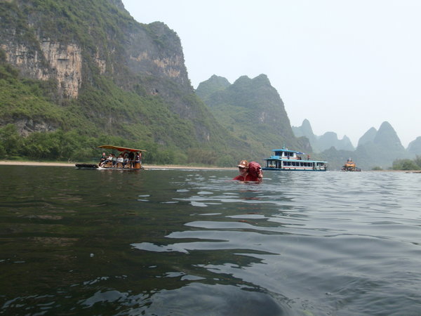 Katherine floating down Yi River