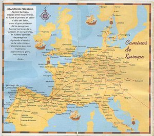 The pilgrim route map from all around Europe