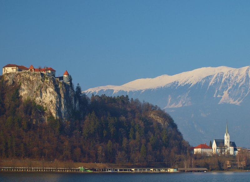 Castle & Julian Alps, Lake Bled, Slovenia